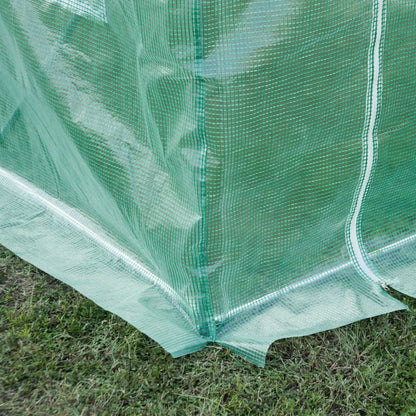 Outsunny Tunnel Walk-in Greenhouse Replacement Cover Winter Garden Plant PE Cover with Roll-up Windows Door Outdoor, Green