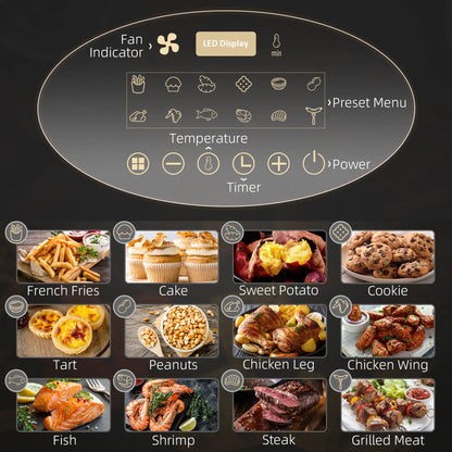 HOMCOM 4L Air Fryer Oven with Digital Touch Display, Rapid Air Circulation, 12 Cooking Programs, Timer, 1300W