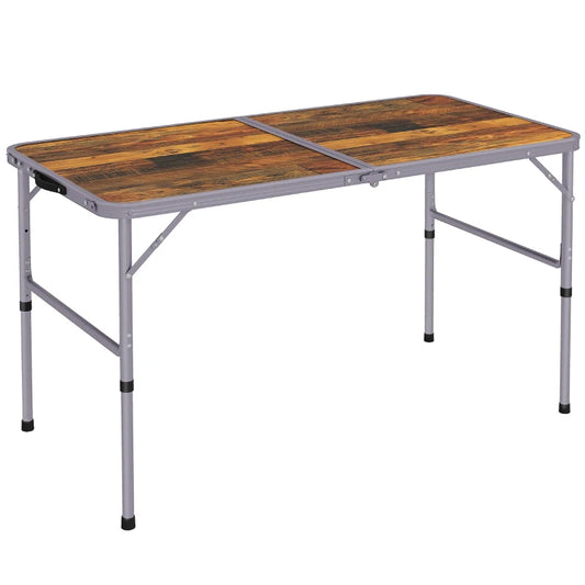 Outsunny 3ft Folding Camping Trestle Table Height Adjustable Aluminium Outdoor Garden Party Picnic BBQ Kitchen