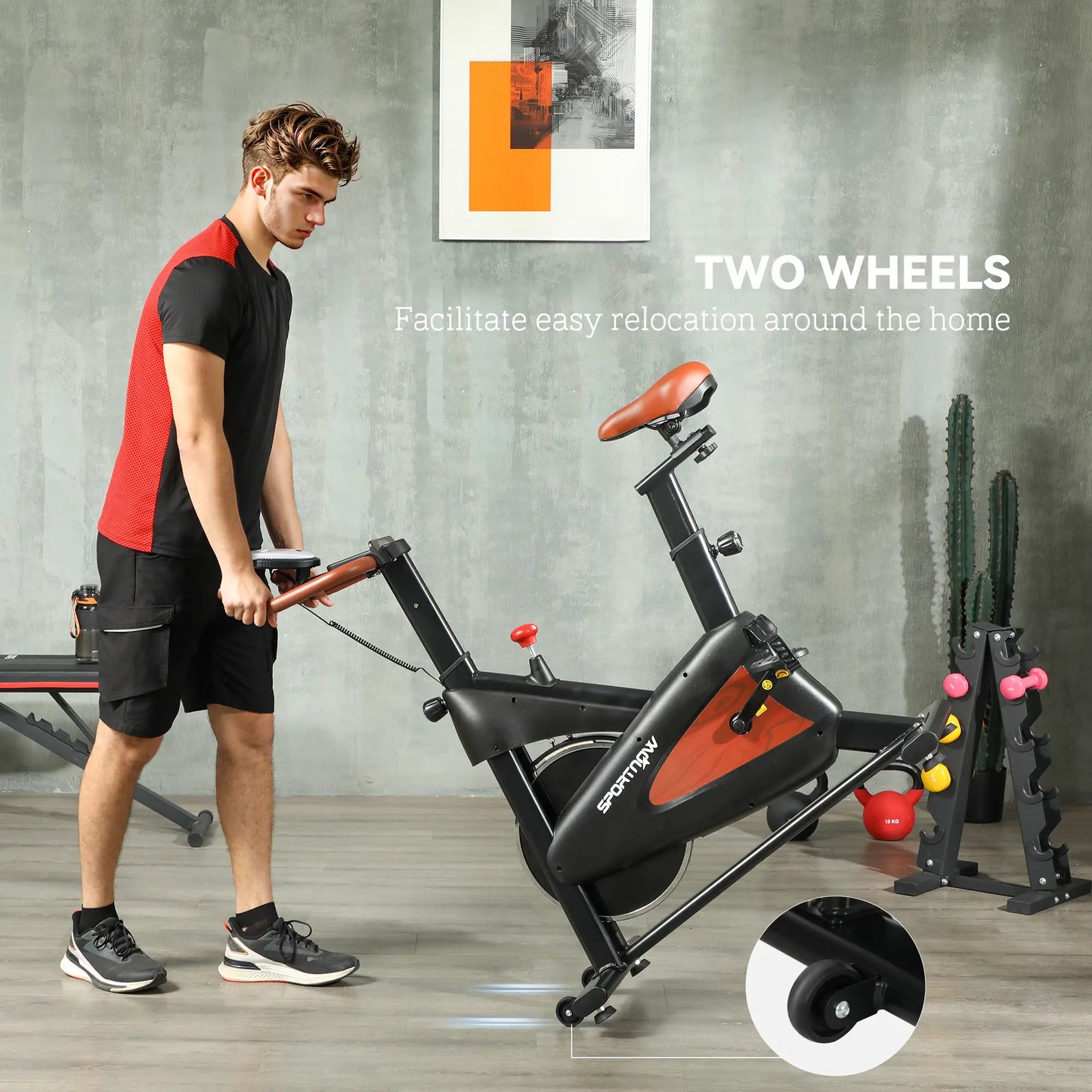 SPORTNOW Indoor Exercise Bike, Quiet Stationary Bike, Stylish Cycling Machine with Adjustable Seat and Resistance, LCD Monitor, for Home Gym Cardio Workout