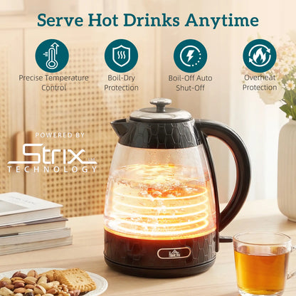 HOMCOM Kettle and Toaster Set, 1.7L 3000W Rapid Kettle with Strix Thermostat, 4 Slice Toaster, Black