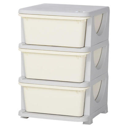 HOMCOM Three-Tier Kids Storage Boxes, with Three Drawers - White
