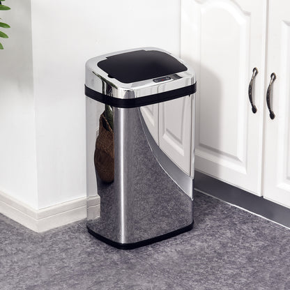 HOMCOM 30L Stainless Steel Motion Sensor Kitchen Bin with Lid - Silver Tone