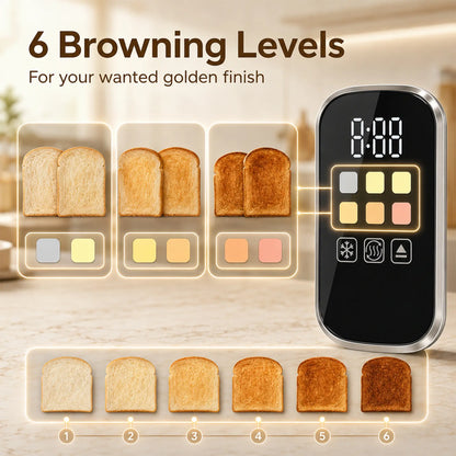 HOMCOM 2 Slice Smart Toaster with Touch Screen, LED Countdown & Warming Rack, Memory Function