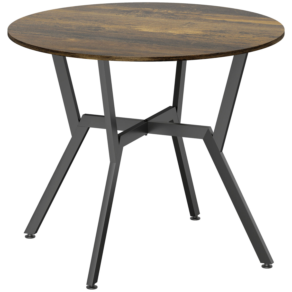 HOMCOM Dining Table, Round Kitchen Table with Anti-Slip Foot Pads for Living Room, Dining Room, Rustic Brown