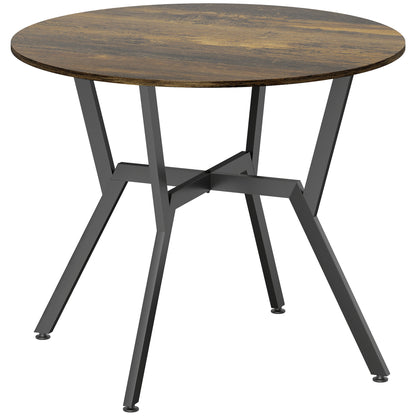HOMCOM Dining Table, Round Kitchen Table with Anti-Slip Foot Pads for Living Room, Dining Room, Rustic Brown