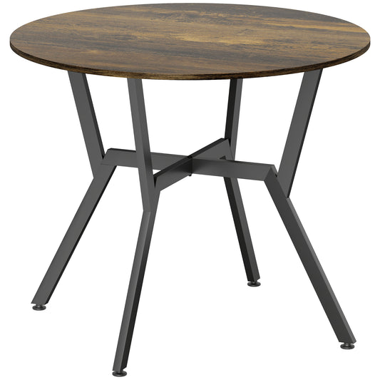 HOMCOM Dining Table, Round Kitchen Table with Anti-Slip Foot Pads for Living Room, Dining Room, Rustic Brown