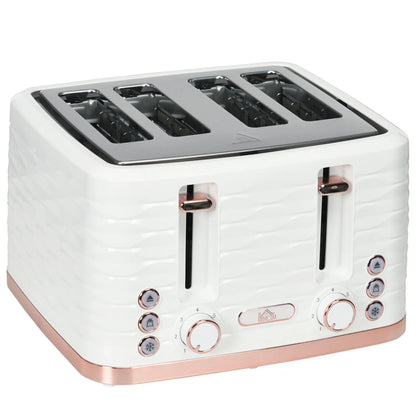 HOMCOM Four-Slice Rippled Toaster - White