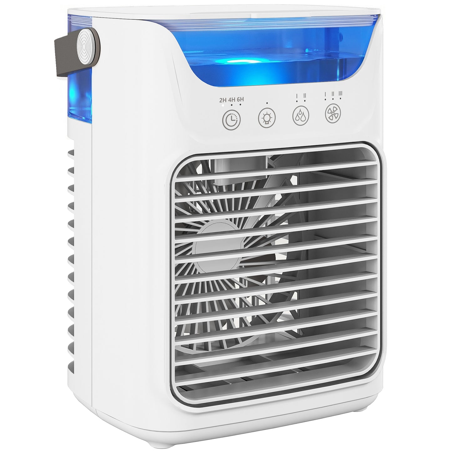 HOMCOM Mini Desk Fan with Adjustable Head, 3-Speed Small Fan & 700ml Water Tank, White