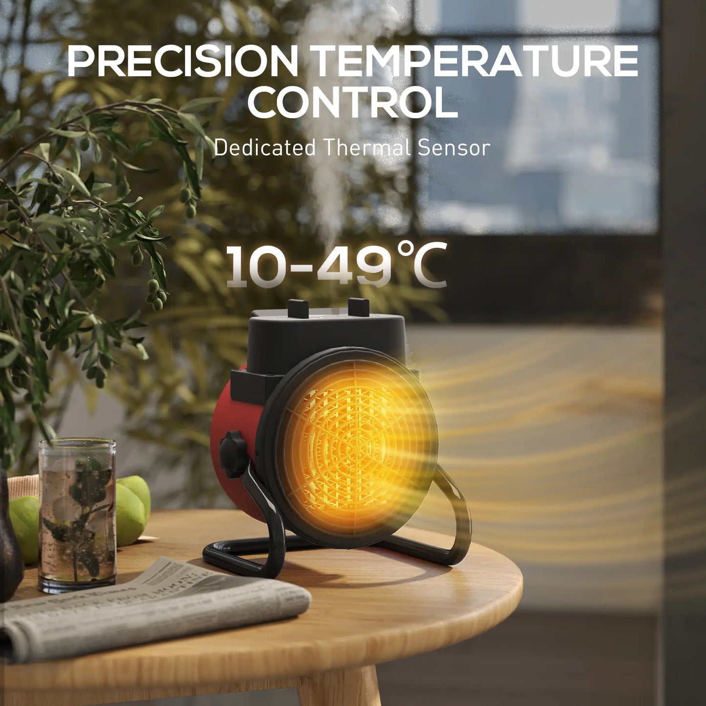 HOMCOM 2000W Portable Ceramic Electric Space Heater with Fan - Red