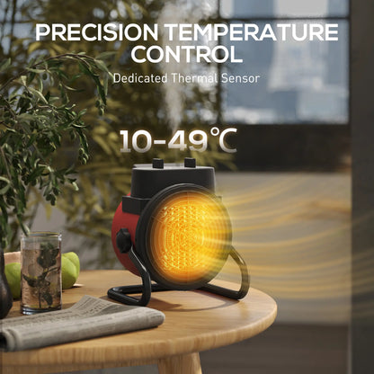 HOMCOM 2000W Portable Ceramic Electric Space Heater with Fan - Red
