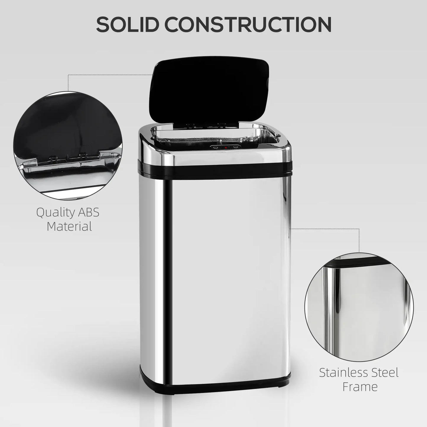 HOMCOM 30L Stainless Steel Motion Sensor Kitchen Bin with Lid - Silver Tone