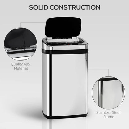 HOMCOM 30L Stainless Steel Motion Sensor Kitchen Bin with Lid - Silver Tone