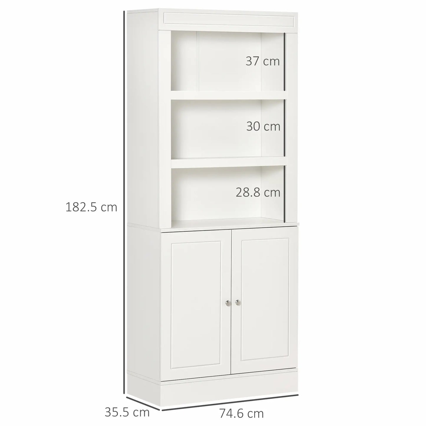 HOMCOM Kitchen Pantry Cupboard with 6-Tier Shelving, Freestanding Double-Door Storage Cabinet, White