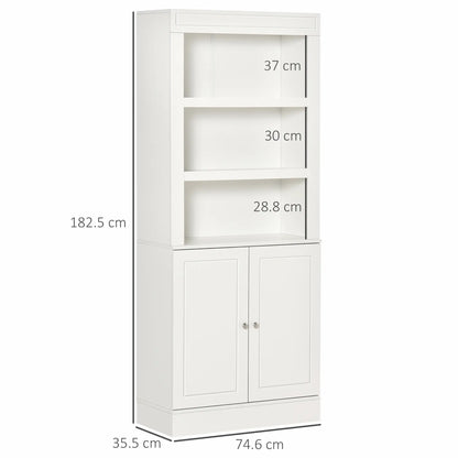 HOMCOM Kitchen Pantry Cupboard with 6-Tier Shelving, Freestanding Double-Door Storage Cabinet, White