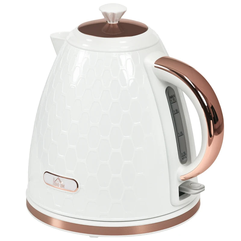 HOMCOM 3kW Rapid Boil Honeycomb Electric Kettle, 1.7L - Cream