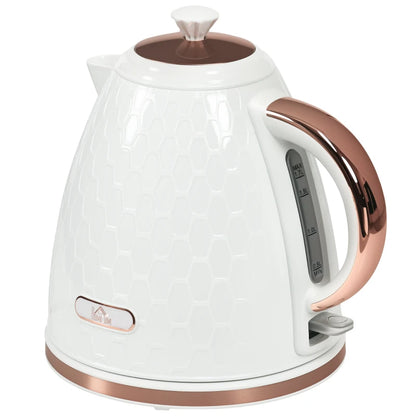 HOMCOM 3kW Rapid Boil Honeycomb Electric Kettle, 1.7L - Cream