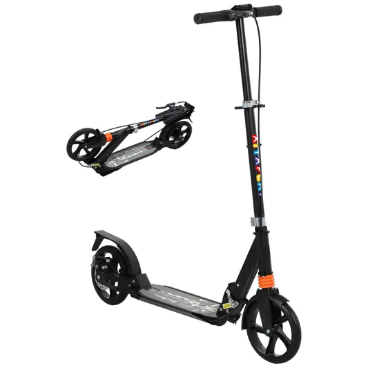 AIYAPLAY Kids Scooter with Four-Level Adjustable Handlebar, Dual Brake System, 200mm Wheels, Black