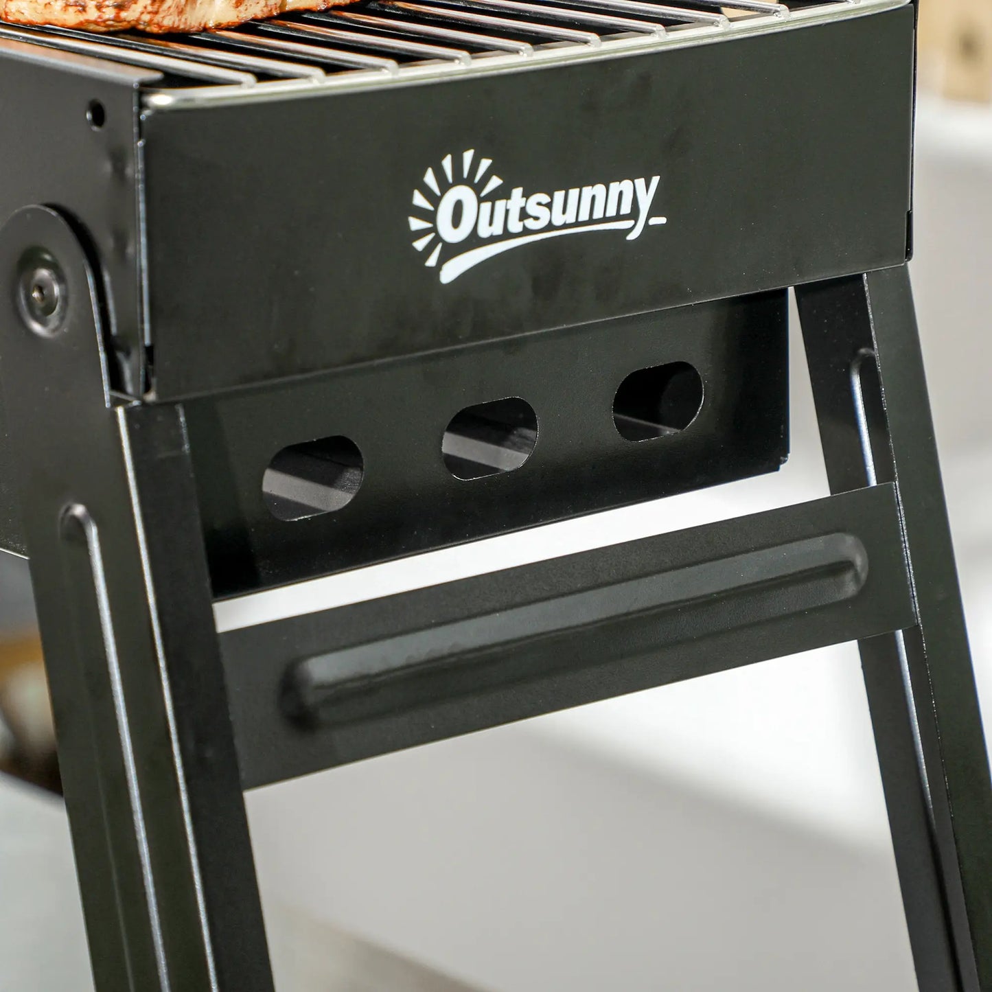 Outsunny BBQ Foldable Charcoal Grill for Outdoor Cooking, Picnic, Barbecue - Black