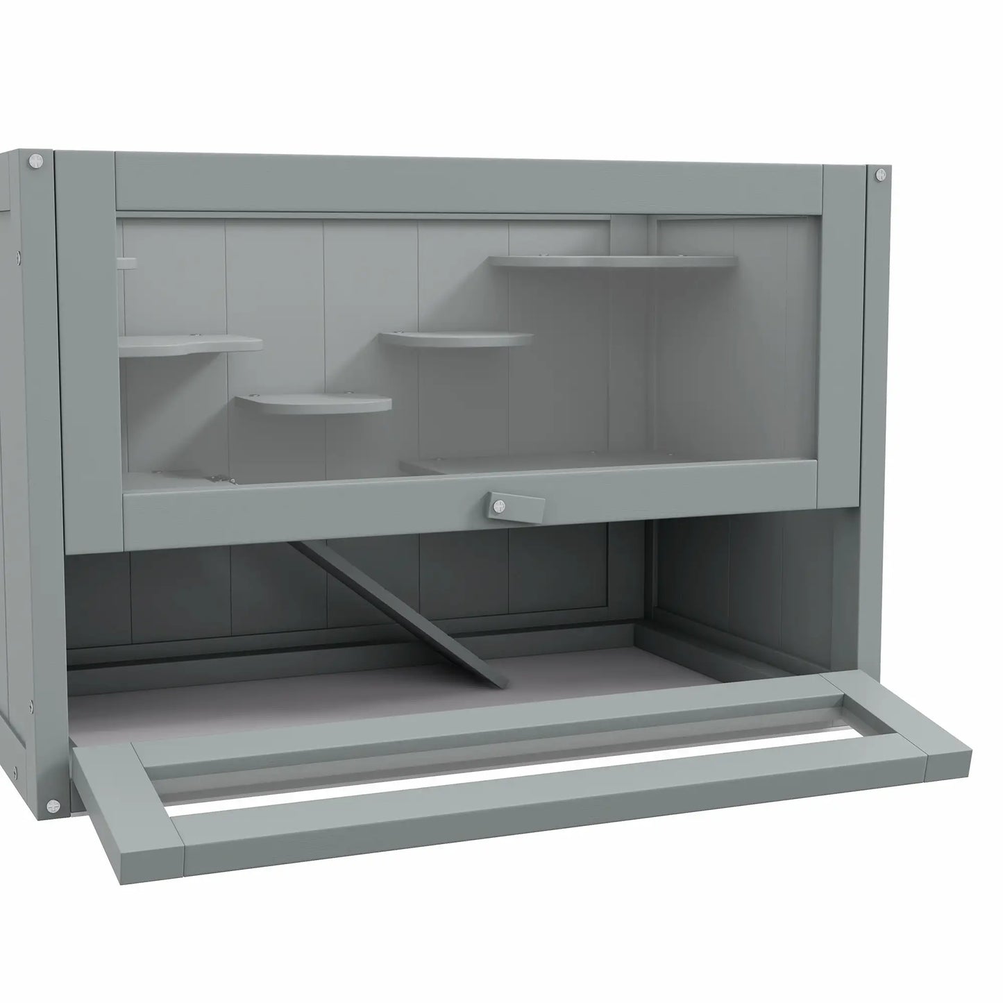 PawHut Wooden Hamster Cage Mouse Mice Rodent Small Animals Hutch Play House 60 x 35 x 42cm, Grey