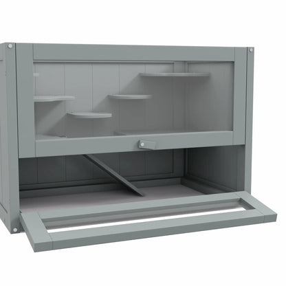 PawHut Wooden Hamster Cage Mouse Mice Rodent Small Animals Hutch Play House 60 x 35 x 42cm, Grey
