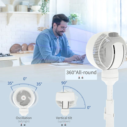 HOMCOM 9'' Air Circulator Fan 3 Speed, 70° Oscillation 90° Vertical Tilt, Height Adjustable, Remote Controller, for Living Room, Office