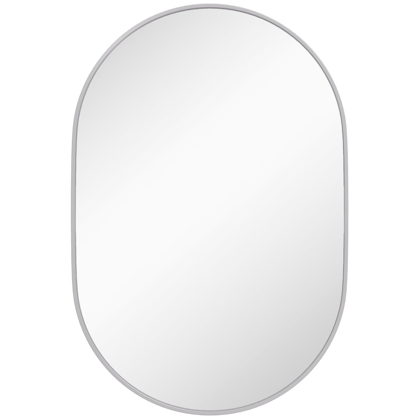 HOMCOM 60cm Round HD Tempered Glass Bathroom Mirror - Silver Tone
