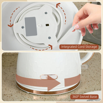 HOMCOM 3kW Rapid Boil Honeycomb Electric Kettle, 1.7L - Cream