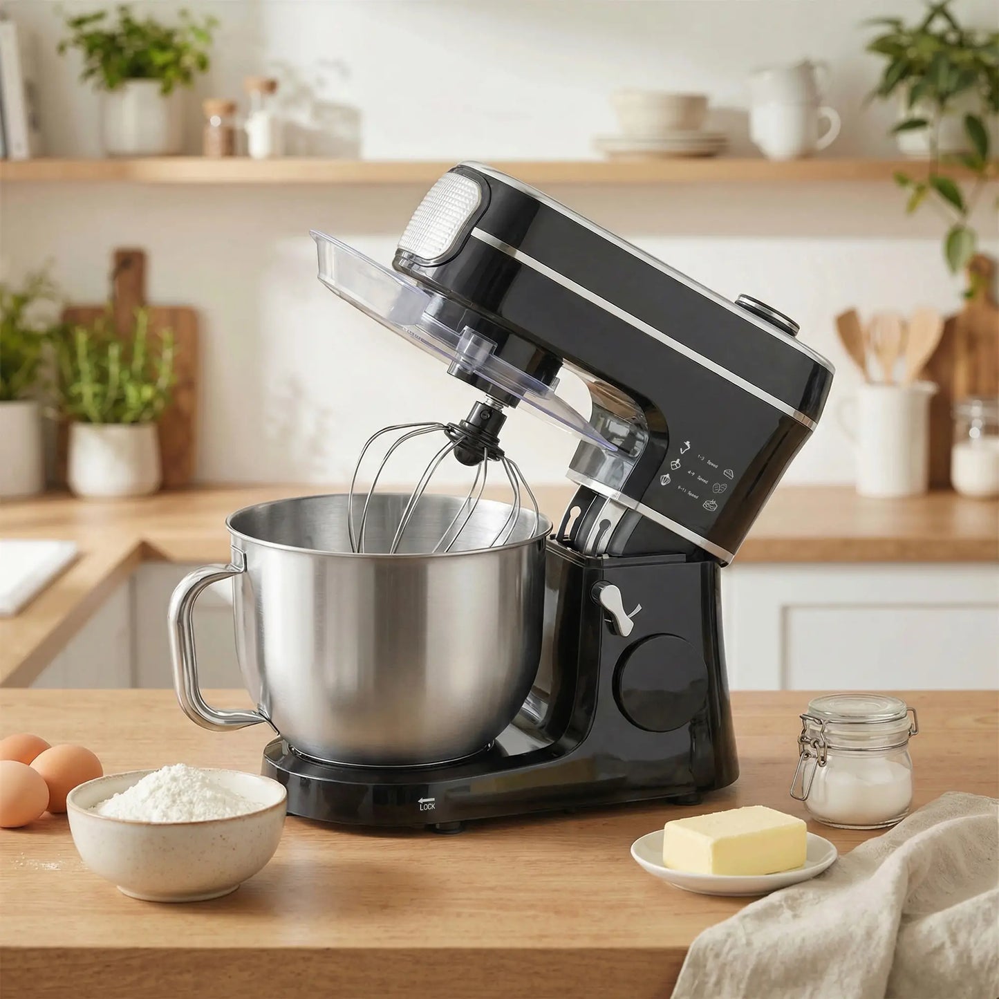 HOMCOM Stand Mixer, 6L 1400W Tilt-Head Food Mixer with 11 Speeds & LED Display, Black