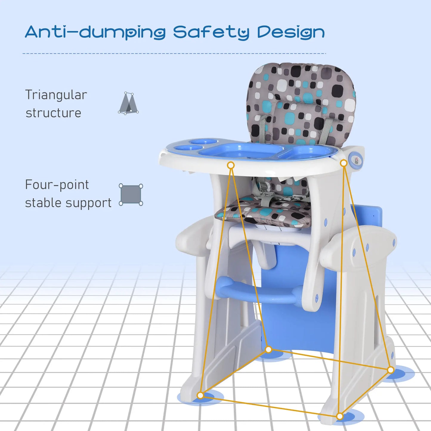 HOMCOM 2 in 1 Convertible Baby High Chair Toddler Table Chair Infant Feeding Seat Removable Food Tray Safety Harness