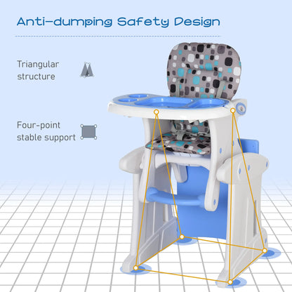 HOMCOM 2 in 1 Convertible Baby High Chair Toddler Table Chair Infant Feeding Seat Removable Food Tray Safety Harness