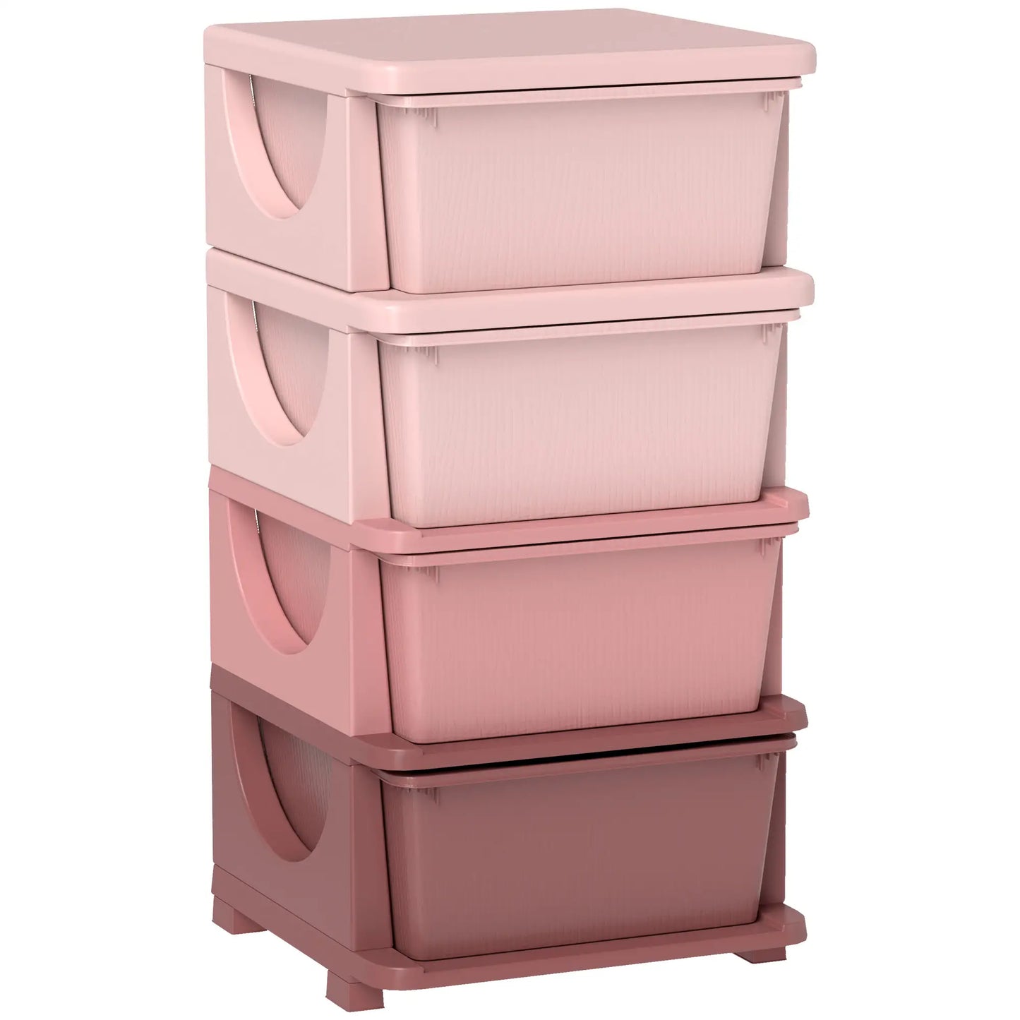 HOMCOM Four-Tier Kids Storage Boxes, with Four Removable Drawers, Pink