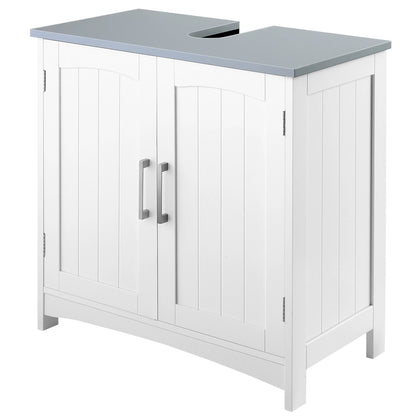 Kleankin Pedestal Under Sink Double Doors Cabinet, Modern Bathroom Vanity Unit, Storage Cupboard with Adjustable Shelves
