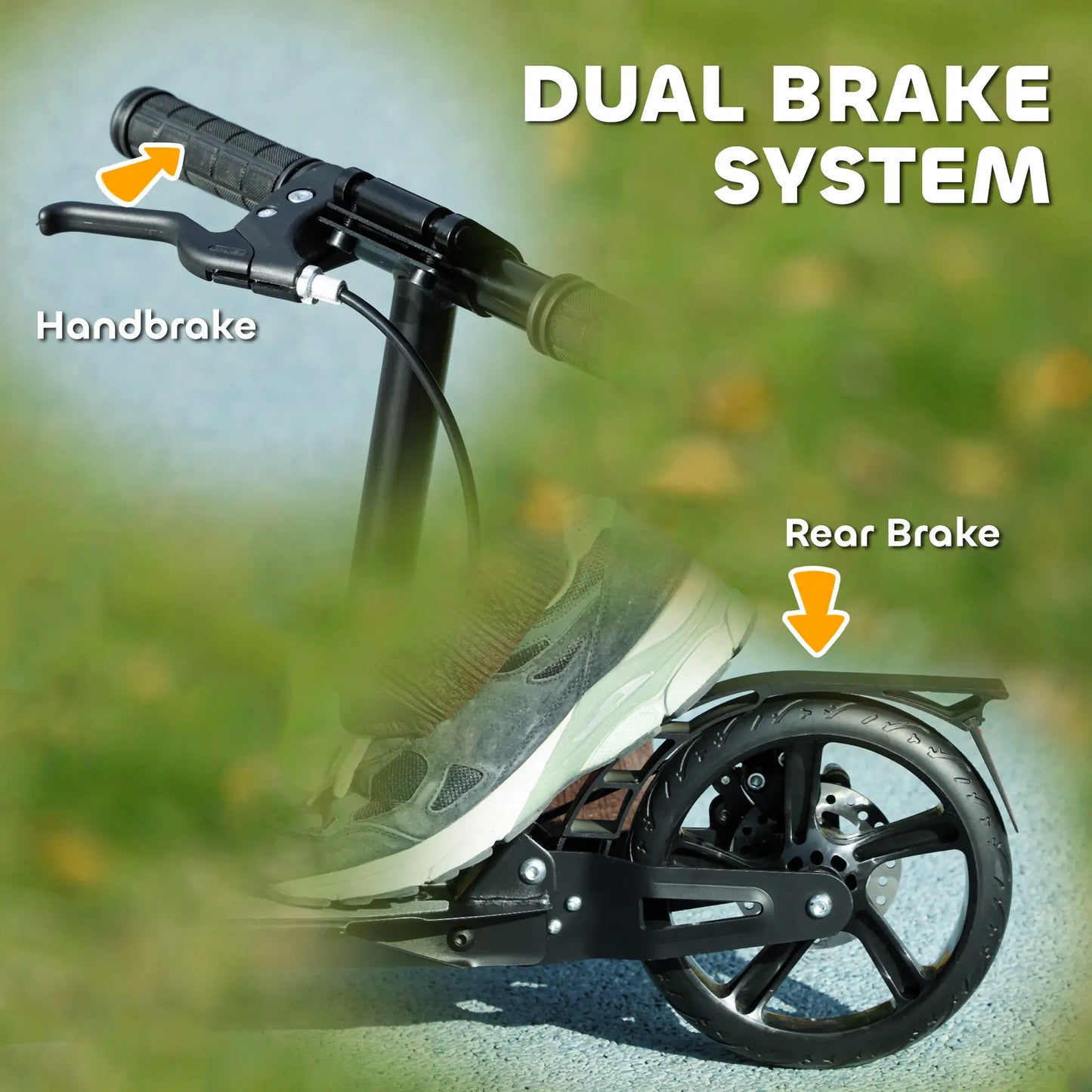 AIYAPLAY Kids Scooter with Four-Level Adjustable Handlebar, Dual Brake System, 200mm Wheels, Black