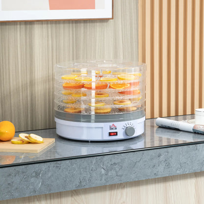 HOMCOM 5 Tier Food Dehydrator, 245W Food Dryer Machine with Adjustable Temperature for Drying Fruit, Meat, Vegetable, White