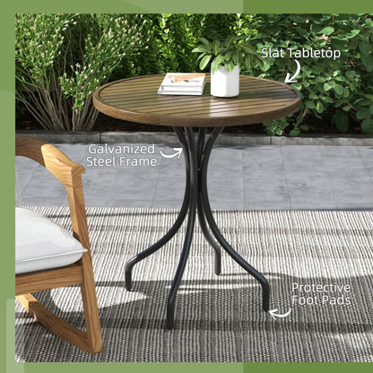 Outsunny Φ66cm Galvanised Steel Outdoor Garden Table - Brown