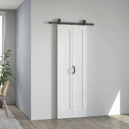 HOMCOM Slide Door, 70cm Modern Sliding Door Set Kit with Steel Rail, White