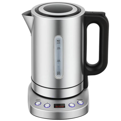 HOMCOM Electric Kettle, 1.7L, Fast Boil, 3kW Water Kettle with UK Strix Thermostat, LCD Base, Silver Tone