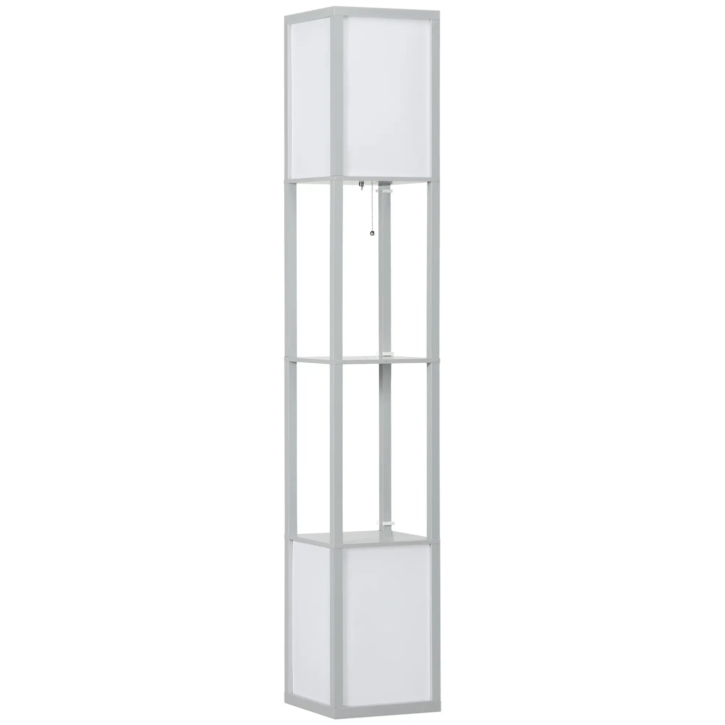 HOMCOM Modern Standing Shelf Floor Lamp with Dual Ambient Light, Living Room, Bedroom, Grey