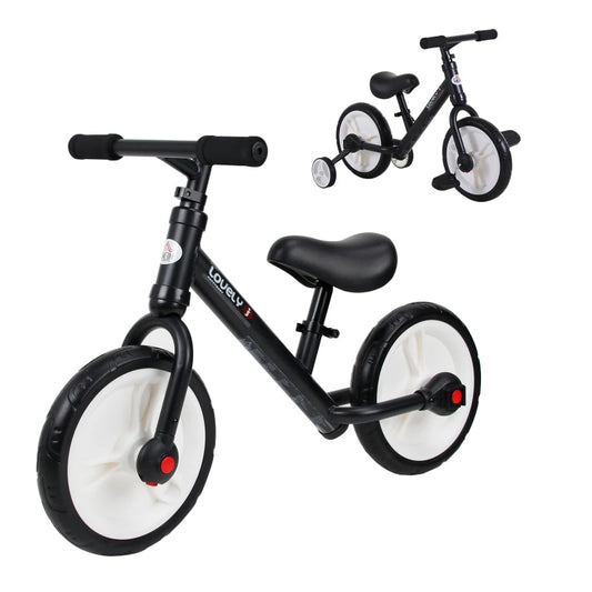 HOMCOM 11 Inch Kids Balance Bike Training Pedal Bicycle w/ Removable Stabilizers EVA Tyres Adjustable Seat Height 2 to 5 Years Gift