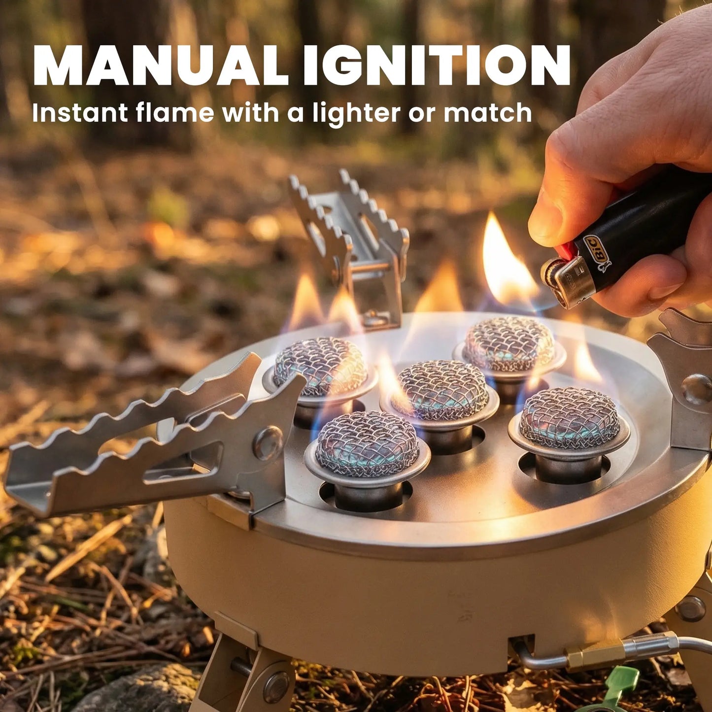 Outsunny 7000W Camping Stove with Piezo Ignition, High Power Gas Stove with 50kg Capacity for Outdoor Hiking