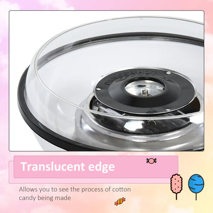 HOMCOM Candy Floss Machine, Automatic Cotton Candy Sweet Machine with Candyfloss Sticks, Non-Slip Base, White