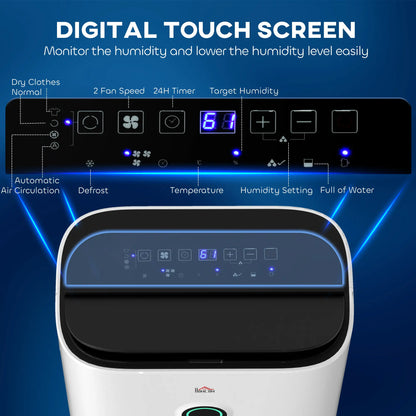 HOMCOM 6500mL Portable Dehumidifier with Air Purifier Filter, 24H Timer, 4 Modes for Home Laundry Basement