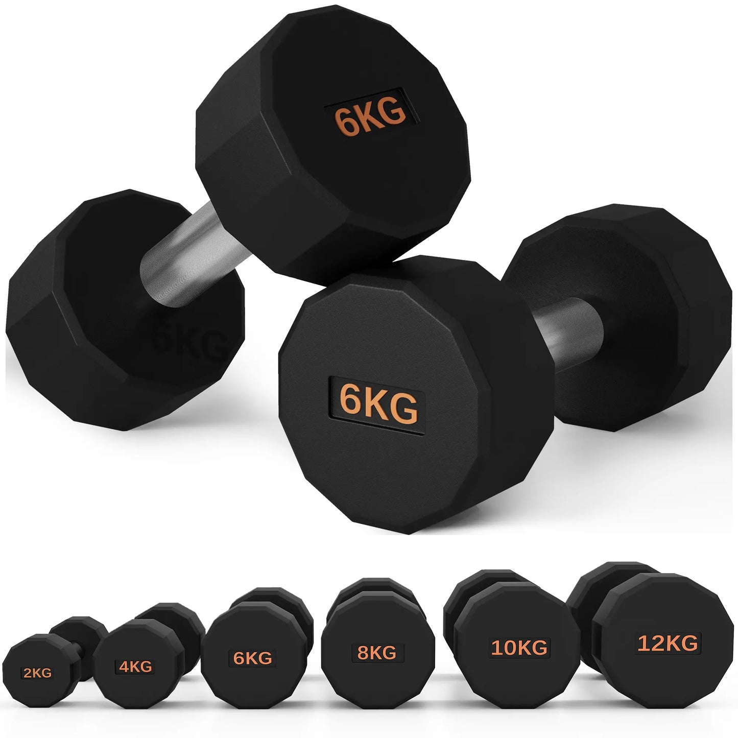 SPORTNOW Dumbbells Weights Set with 12-Sided Shape and Non-Slip Grip for Home Gym Workout, 2 x 6kg