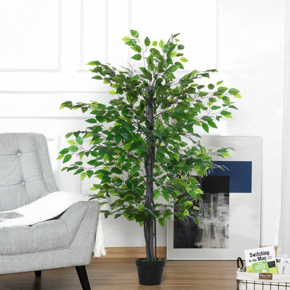 Outsunny Artificial Banyan Tree in Pot, Fake Plant for Home Indoor Decor, 90cm