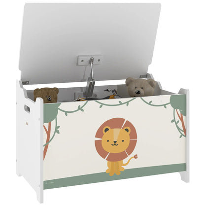 AIYAPLAY Toy Storage Organiser Box with Lid, Safety Hinges and Groove Handles for Kids, Playroom, Green