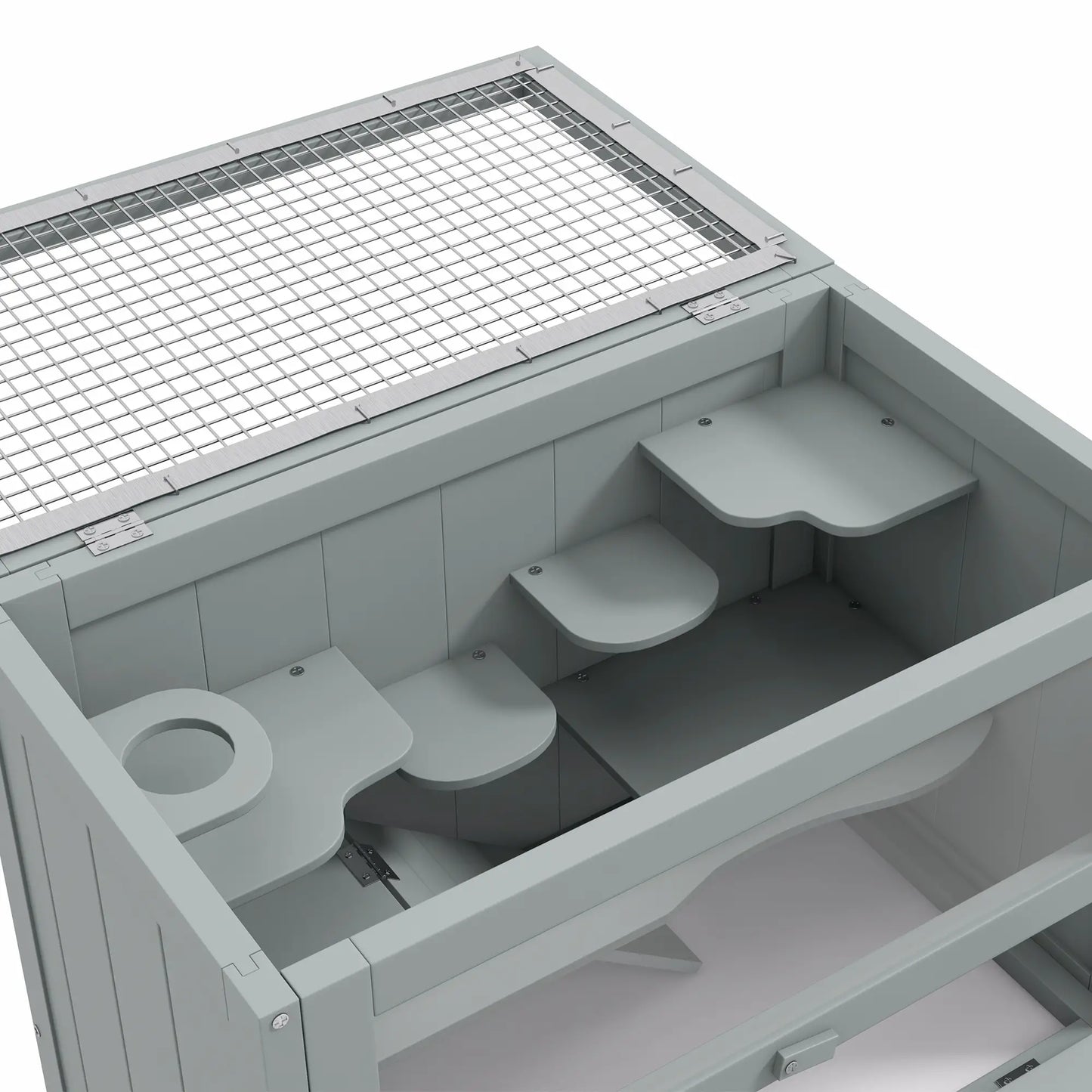 PawHut Wooden Hamster Cage Mouse Mice Rodent Small Animals Hutch Play House 60 x 35 x 42cm, Grey