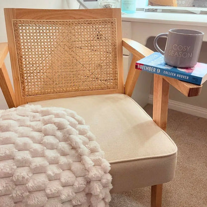 HOMCOM Wooden Rattan Armchair Weave Panel Accent Chair - Natural Finish