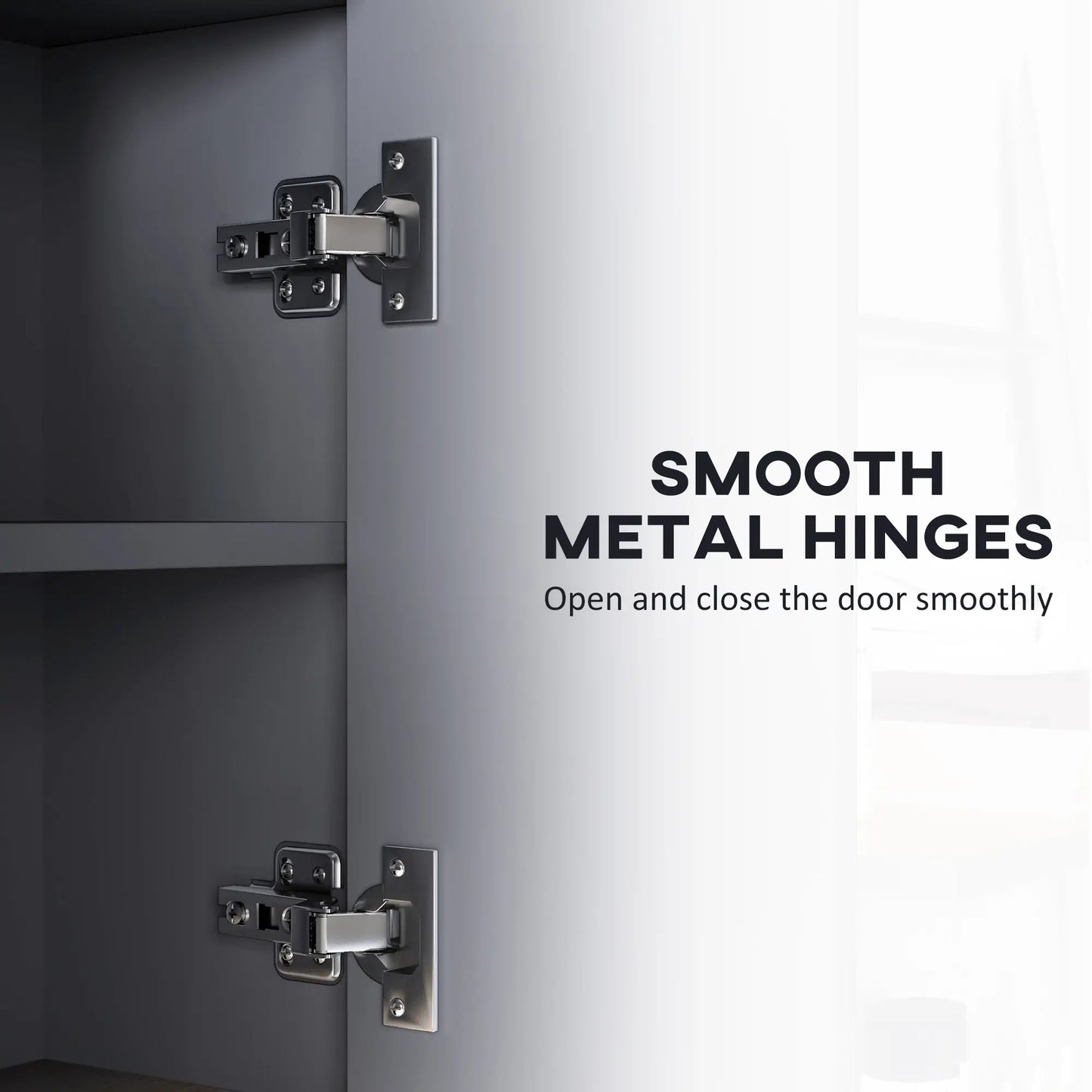HOMCOM Bathroom Mirror Cabinet, Wall Mounted Cabinet with Mirror, 3 Doors & Cupboards, Grey