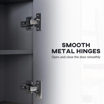 HOMCOM Bathroom Mirror Cabinet, Wall Mounted Cabinet with Mirror, 3 Doors & Cupboards, Grey